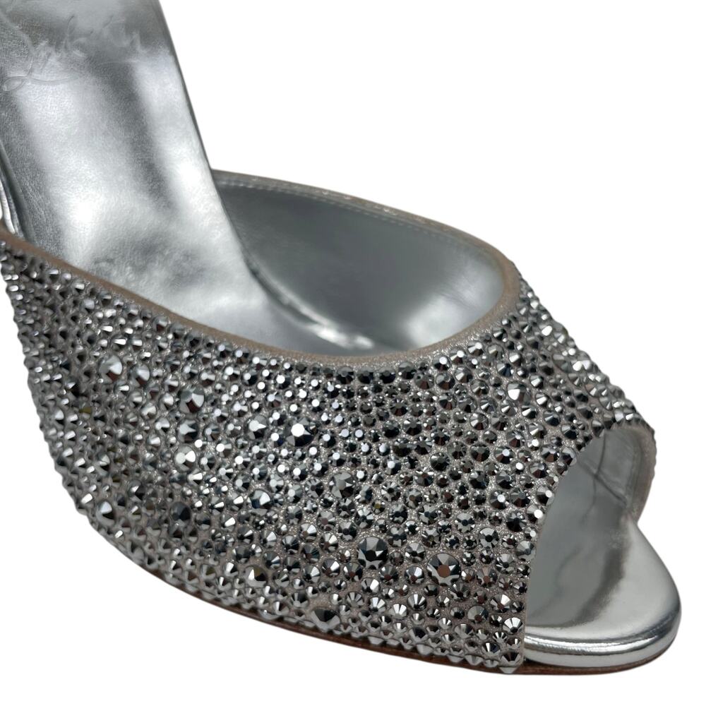 Christian Louboutin Me Dolly Strass 100mm Crystal Mules Silver Size 38 - Picture 8 of 15